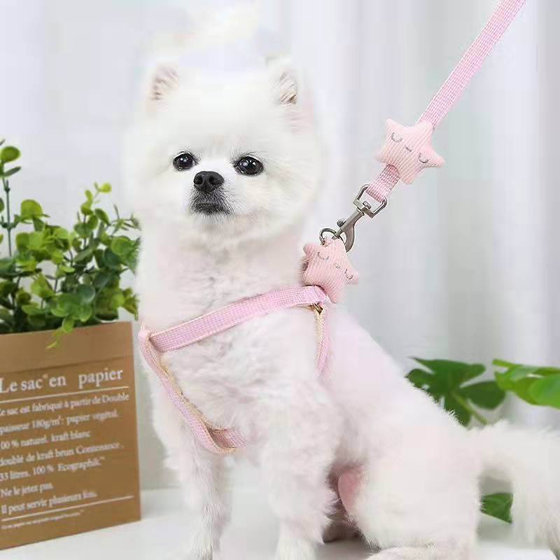 Dog Traction Rope Thousand Bird Grid Smile Starfish Chest Back Style Dog Rope Traction Rope Pet Small Dog Rope