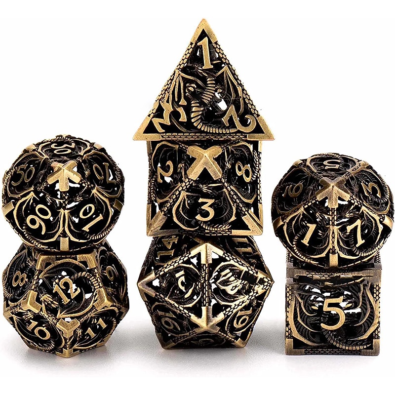 Cthulhu Metal Hollow out Dragon Dice DND Dragon and Dungeon Running Group Board Game Multi sided Numbers4