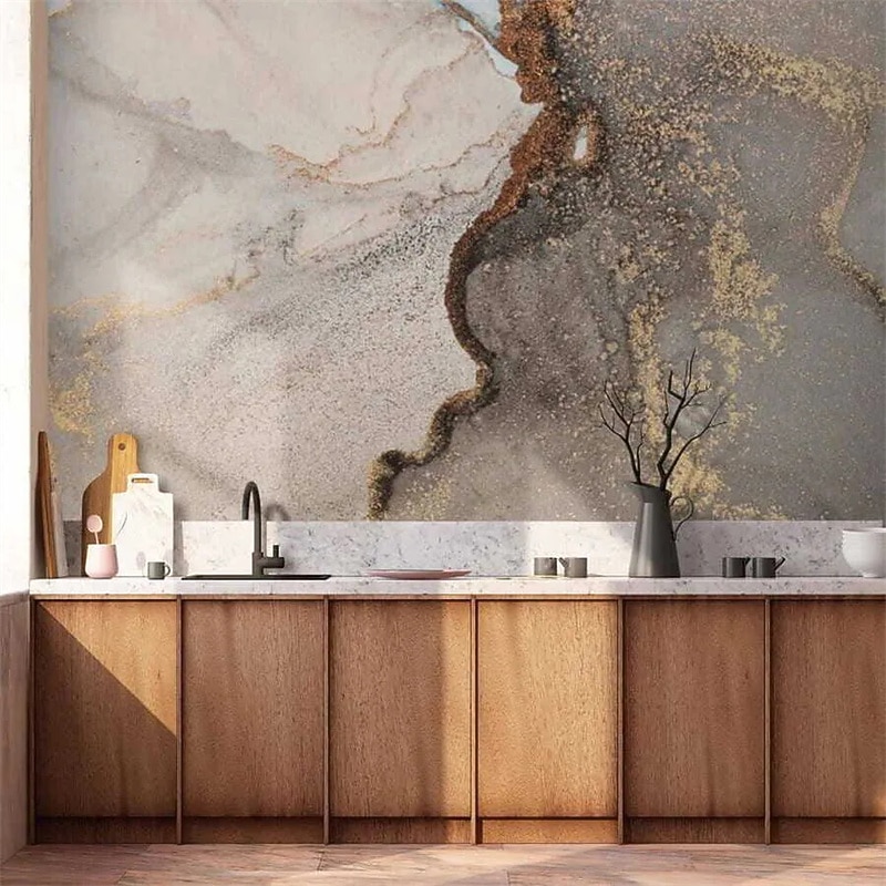 Abstract Marble Grey Wallpaper Cool Wallpapers Wall Mural Covering Sticker Peel Stick Removable PVC/Vinyl Material Self Adhesive/Adhesive Required Wall Decor for Living Room Kitchen Bathroom