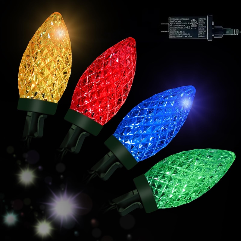 Christmas Lights 16.4 Ft 50 LED C6 Christmas Lights 5M with Timing Function Waterproof and Connectable Plug for Home Party Garden Decor Outdoor Christmas Decorations