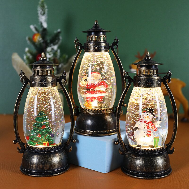 Christmas decorations crystal ball luminous portable oil lamp snow lamp Christmas gift Christmas table decoration.