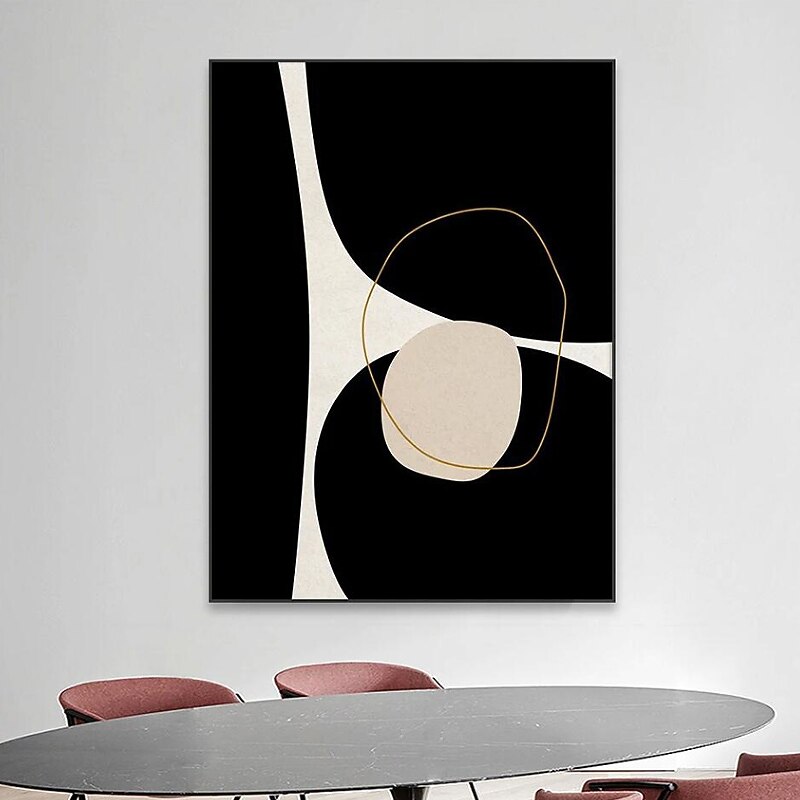 Black and White Minimalist Wall Art Canvas Decoration Handmade Abstract Oil Painting Living Room Bedroom Decor (No Frame)4