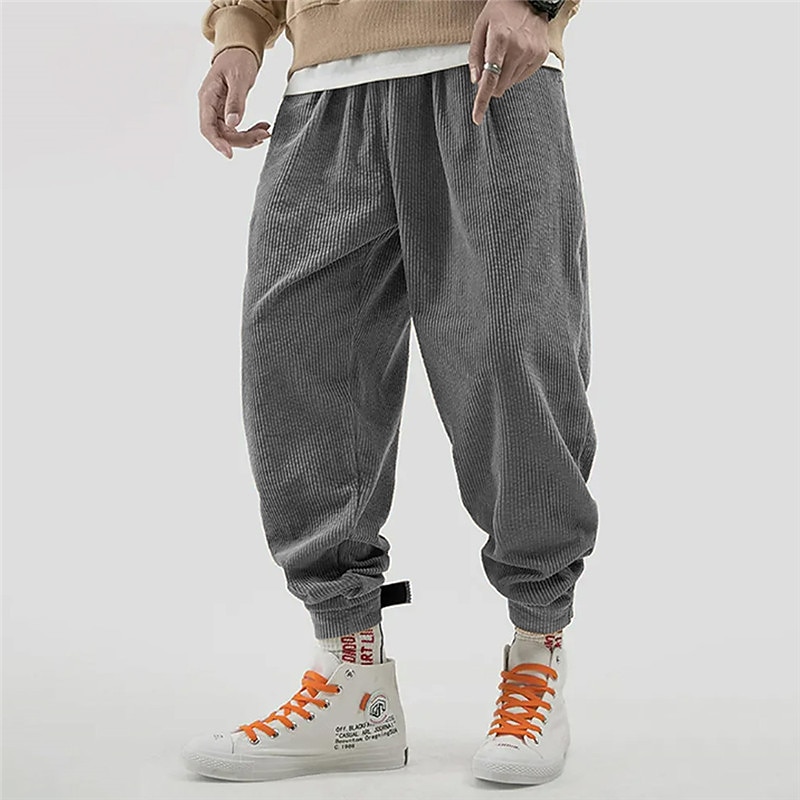 Men's Dress Pants Joggers Corduroy Pants Trousers Pocket Plain Comfort Breathable Casual Daily Holiday Sports Fashion Navy Blue Blue4