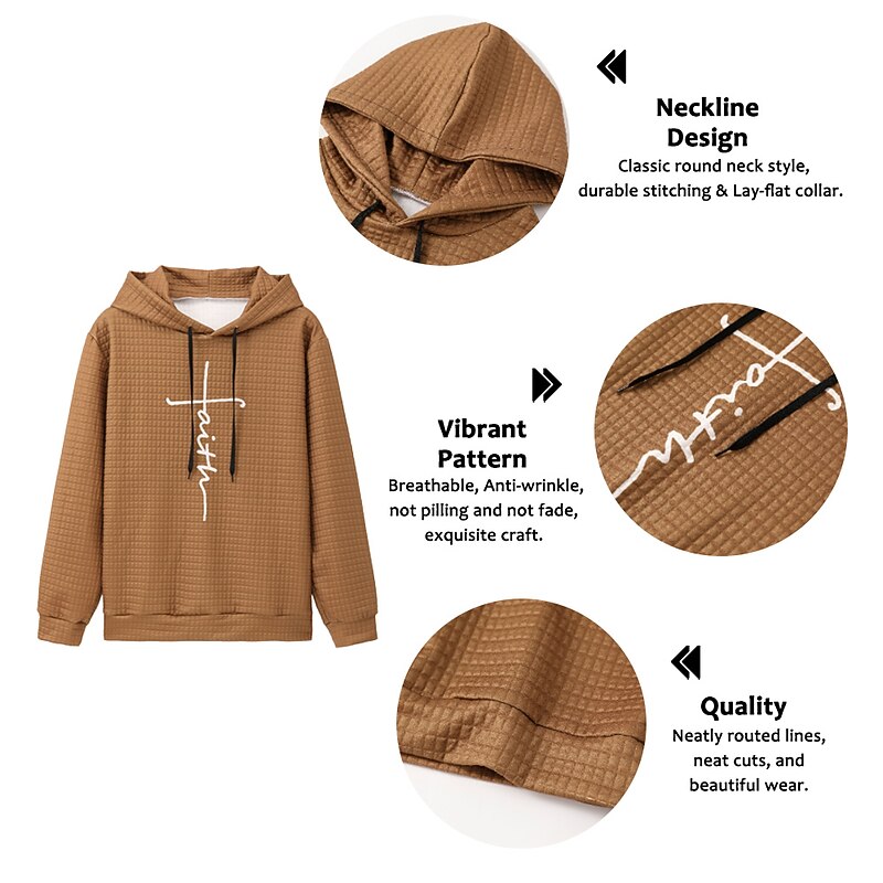 Men's Letter Graphic Prints Hoodie Hoodies Waffle Hoodie Daily Classic Long Sleeve Hooded Holiday Going out Streetwear Navy Blue Blue Print Spring &  Fall Designer