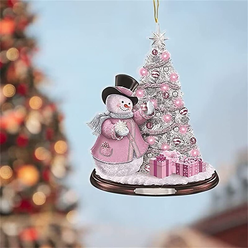 Christmas Decorations Snowman Christmas Tree Pendants Creative 2D Acrylic Decorative Hanging Ornaments Farmhouse Decoration3
