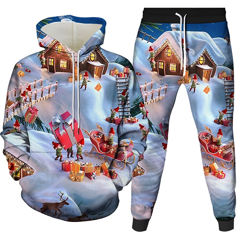 Christmas Santa Claus Outfits Hoodie Tracksuit Anime 3D Graphic For Couple's Men's Women's Adults' Christmas Carnival Masquerade Hot Stamping Party Festival3