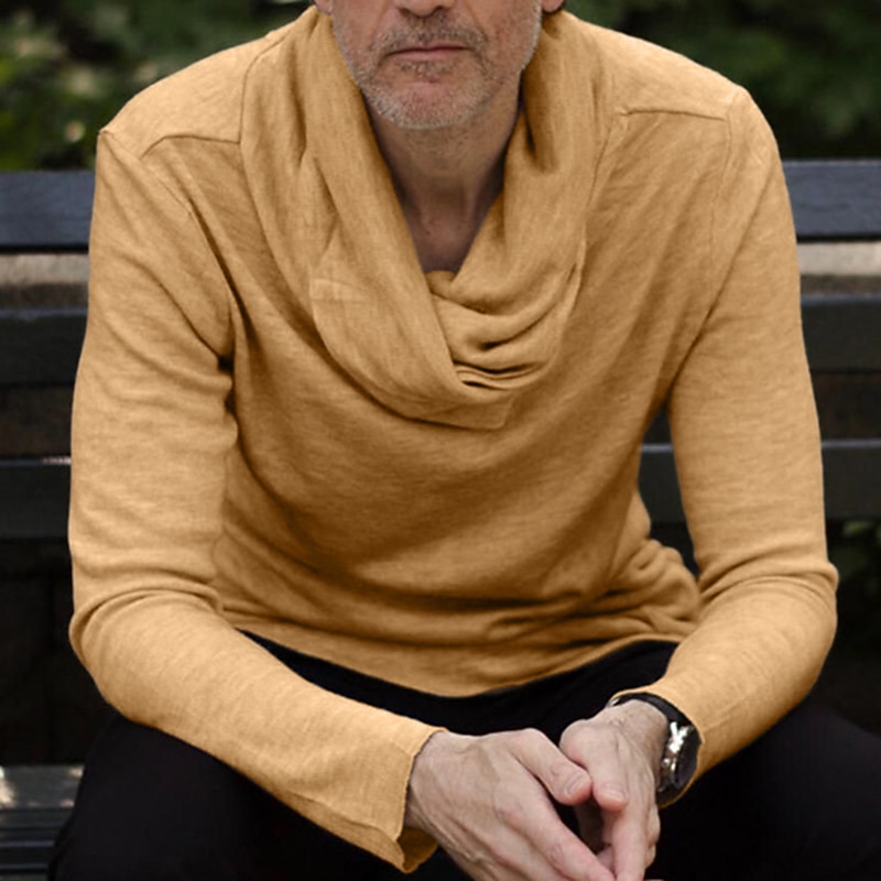 Men's Turtleneck Sweater Knitwear Ribbed Knit Tunic Knitted Plain Turtleneck Modern Contemporary Work Daily Wear Clothing Apparel Fall Winter Black Khaki M L XL