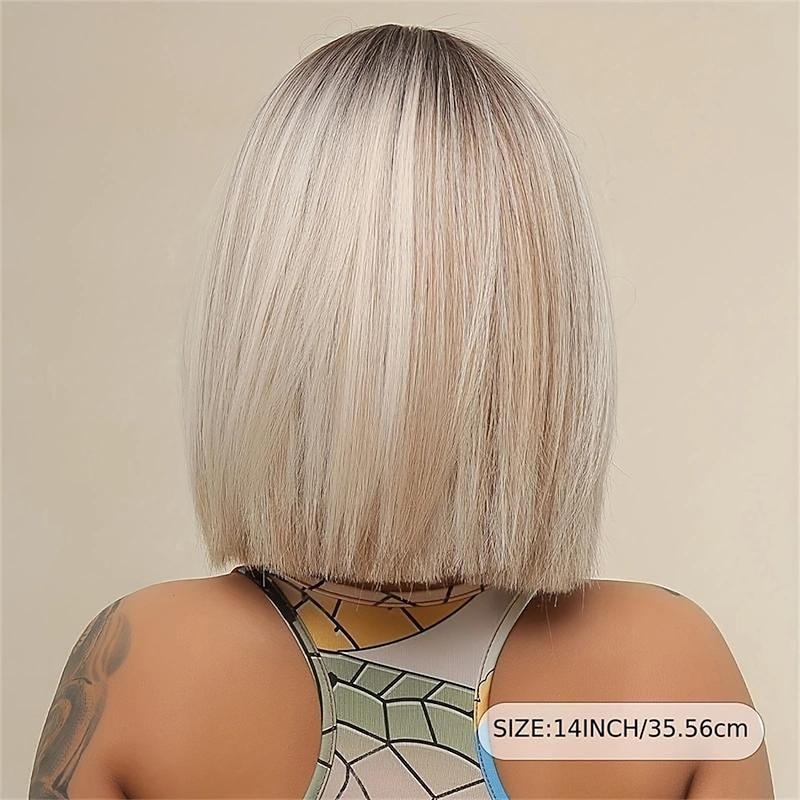 Ombre Bob Wig - Middle Part Synthetic Hair for Daily Cosplay, Parties, and Halloween Costumes Christmas Party Wigs4