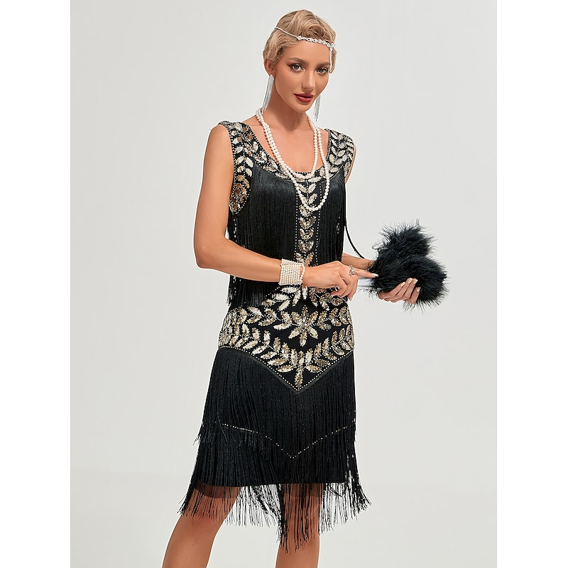 Roaring 20s 1920s Vacation Dress Flapper Dress Dress Masquerade The Great Gatsby Charleston Wedding Guest Sequins Tassel Fringe Fancy Dress Women's New Year Masquerade Wedding Wedding Guest Party3