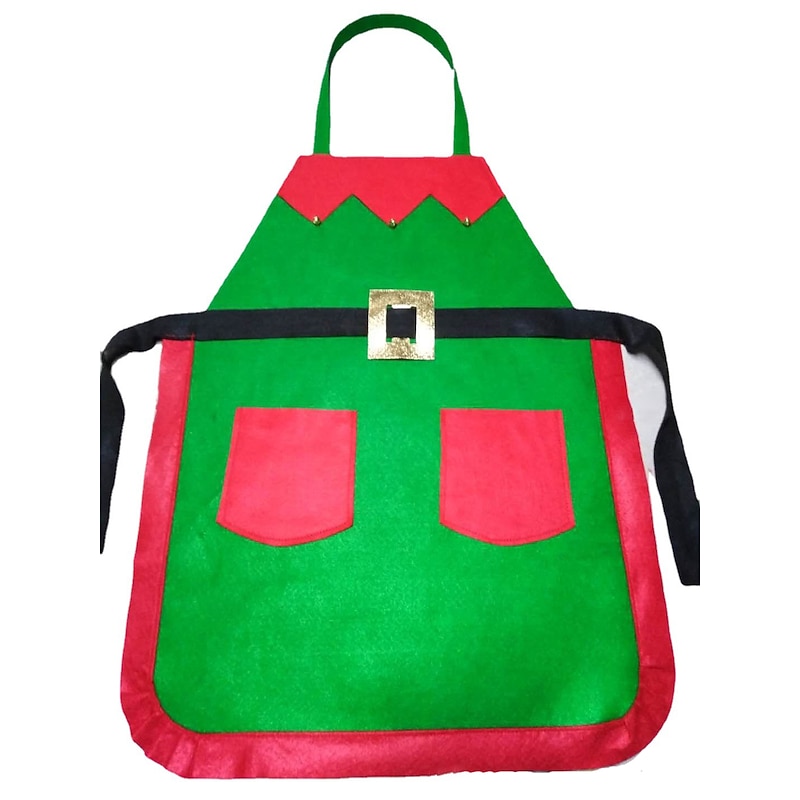 Christmas Elf Apron Adult and Child Christmas Elf Character Dressing Set for Men and Women Apron3