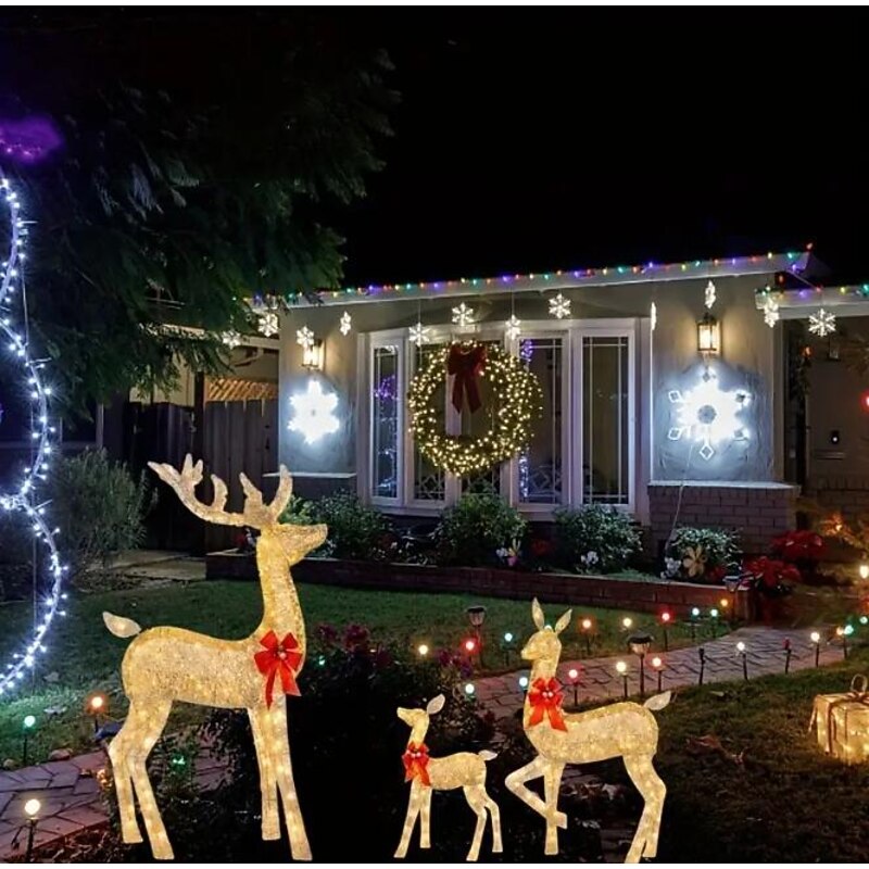3pcs Christmas Deer Lighting Happy New Year Garden Christmas Glow Deer, Scene Decor, Festivals Decor, Room Decor, Home Decor, Offices Decor, Theme Party Decor, Christmas Decor Acrylic 2D Flat4