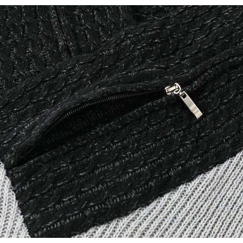 Men's Sweater Turtleneck Sweater Pullover Knit Knitted Color Block Ethnic Style Daily Clothing Apparel Winter Fall Black Khaki S M L4