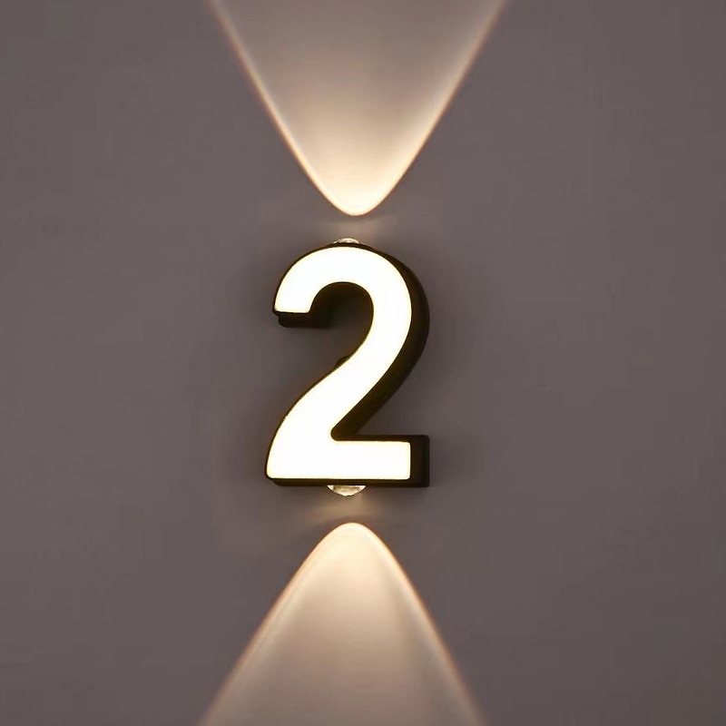 0-9 Digital Modeling Outdoor Wall Light Waterproof IP65 Black 9W Warm Light 3000K Outdoor Wall Light for Porch Door Number Patio Bathroom Corridor Store AC85-265V4