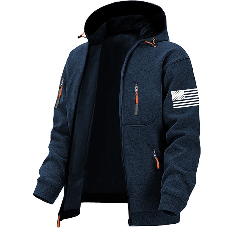 Men's Graphic Prints National Flag Hoodies Long Sleeve Sweatshirts  Hooded Fashion Daily Vacation Going out Spring &  Fall Navy Blue Dark Gray Gray Clothing Apparel Designer S M L XL 2XL 3XL