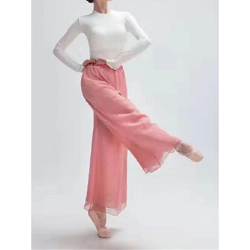 Women's Wide Leg Pants Trousers Vacation Streetwear Lightweight Full Length High Waist Plain Elastic Waist High Cut Breathability Comfortable Micro-elastic Outdoor Holiday Daily Wear Black White Pink3