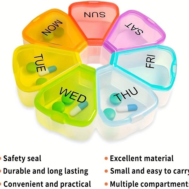 1pc Pill Organizer, Weekly Pill Organizer, Pill Box, Medicine Organizer, Pill Case, Pill Container, Pill Box 7 Day, Pill Holder, Travel Pill Case