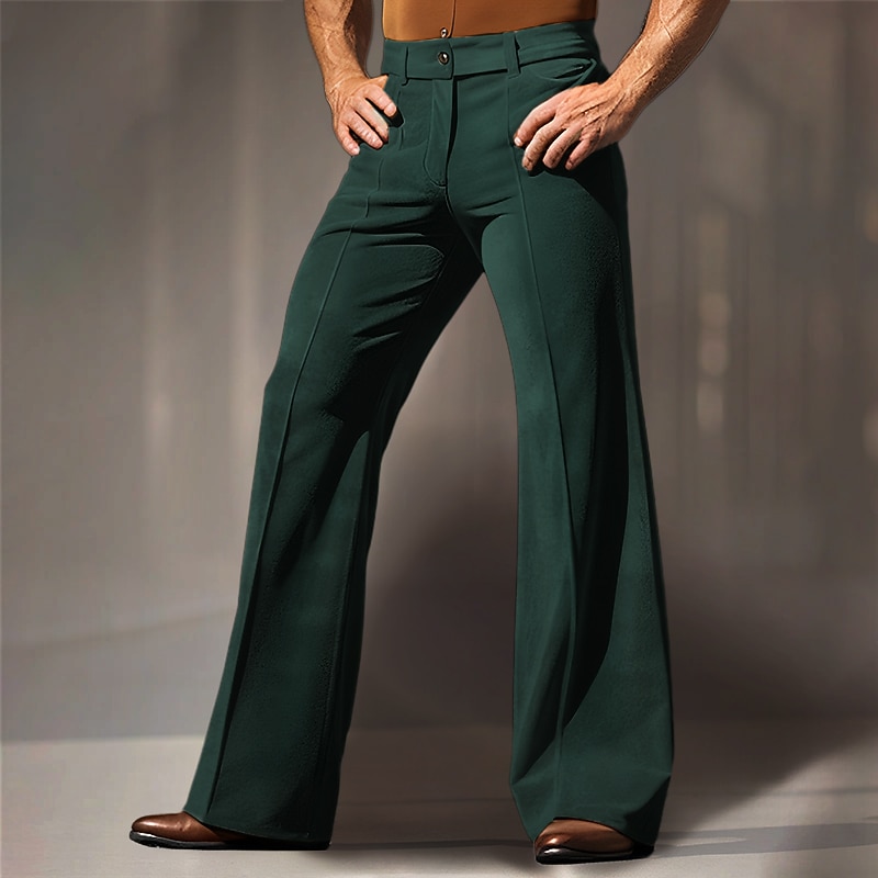 Men's Dress Pants Flared Pants Trousers Velvet Pants Pocket Plain Comfort Breathable Outdoor Daily Going out Fashion Casual Blue Green3