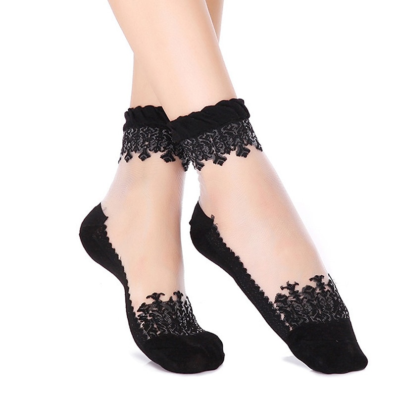 1 Pair Women's Fishnet Tights Party Daily Holiday Solid Color Casual Lolita Vintage Retro Casual Cute Socks