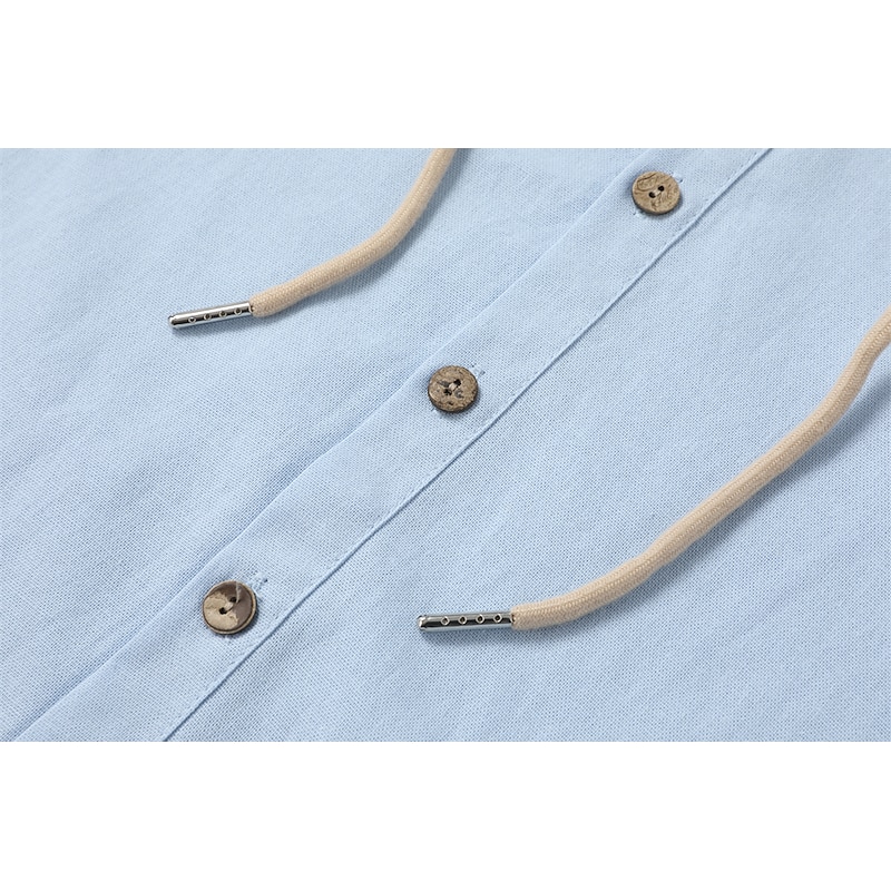 Men's Shirt Linen Shirt Calico Shirt Beach Wear Button Up Shirt Hooded Shirt Plain Vacation Casual Black White Blue Green Long Sleeve Hooded Spring & Summer Clothing Apparel Buttons4