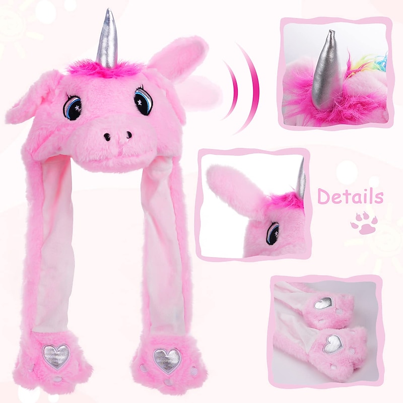 Animal Hat Plush Ears Moving Jumping Dress Up Cosplay Party Christmas Holiday Cute Ear Flap Cap for Kids Adults