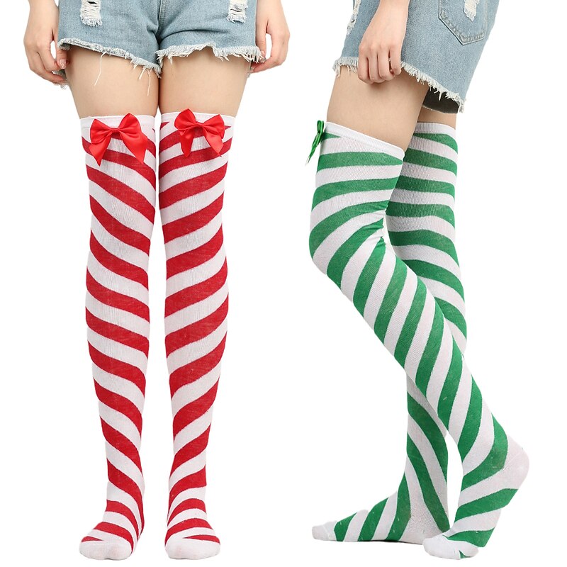 Santa Claus Elf Socks / Long Stockings Women's Christmas Adults' Christmas New Year Christmas Eve Christmas New Year Eve Socks