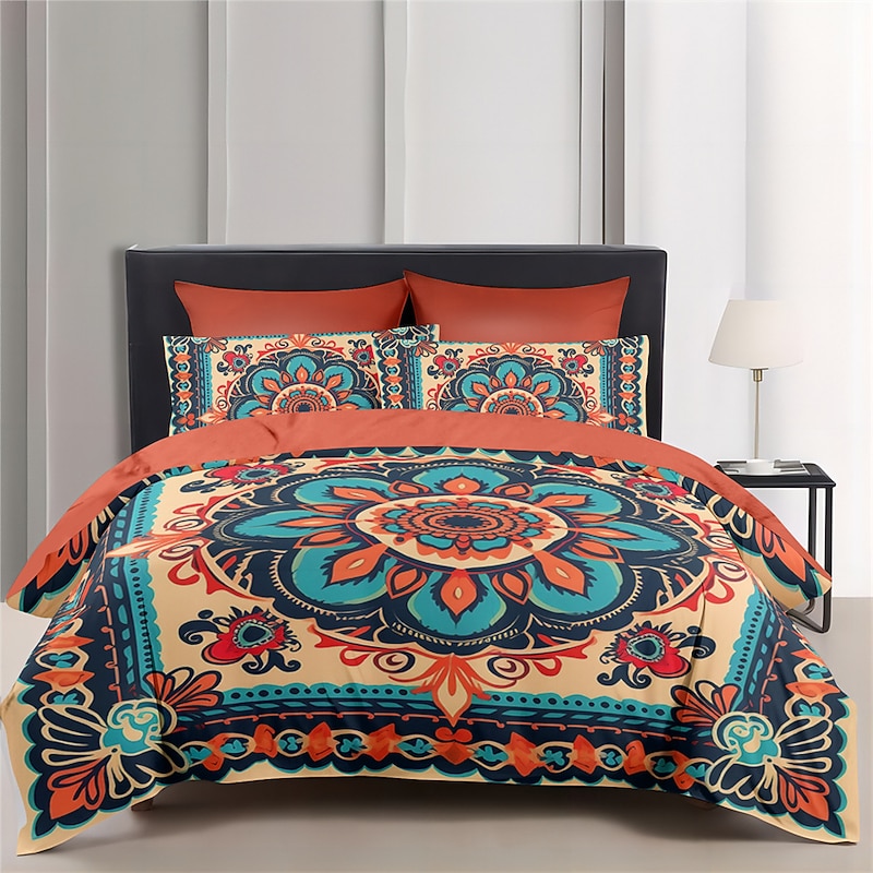 Bohemian mandala  Cotton Bedding Set Lightweight And Soft 2/3 Piece Set Suitable For Adults And Children Cotton Bedding SetKing Queen Duvet Cover2