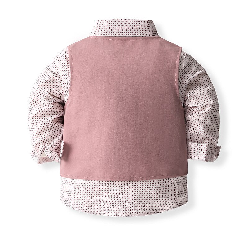 3 Pieces Toddler Boys Suit & Blazer Outfit Stripe Long Sleeve Cotton Set School Fashion Daily Spring Fall 3-7 Years wheat-colored Pink Navy Blue4