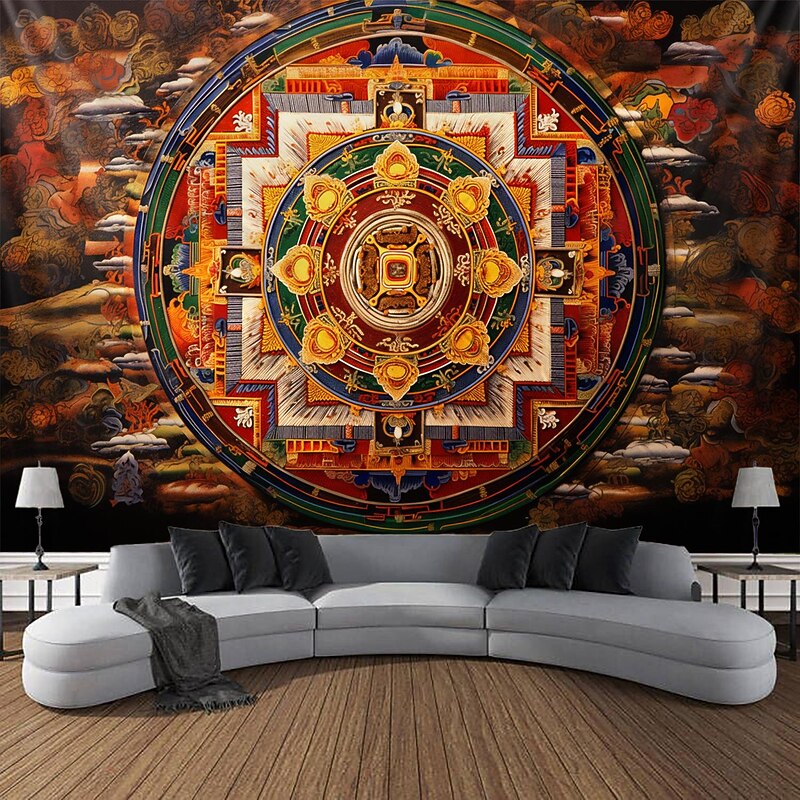 Indian Mandala Hanging Tapestry Wall Art Large Tapestry Mural Decor Photograph Backdrop Blanket Curtain Home Bedroom Living Room Decoration4