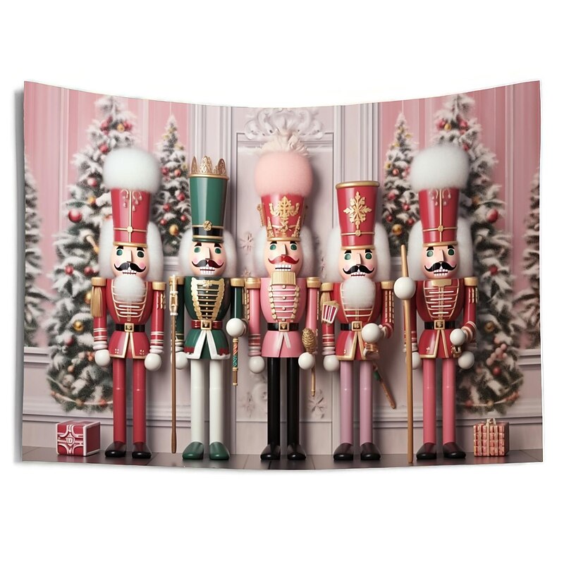 Christmas Decorations Nutcrackers Hanging Tapestry Wall Art Xmas Large Tapestry Mural Decor Photograph Backdrop Blanket Curtain Home Bedroom Living Room Decoration3