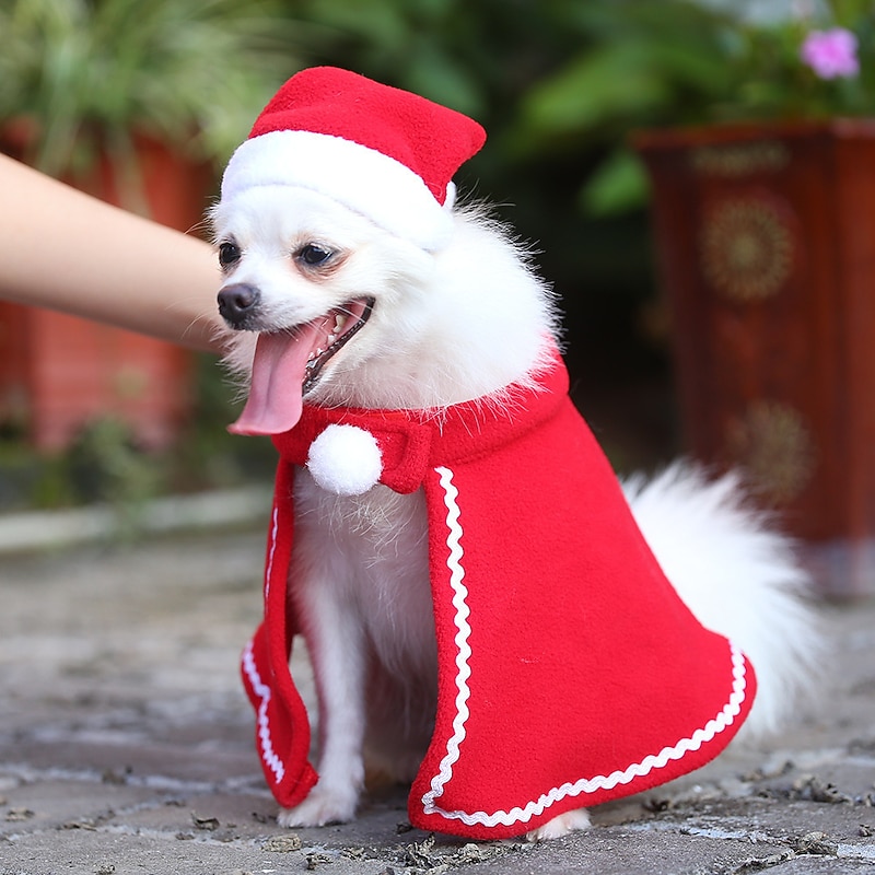 Dog Cat Cloak Cosplay Christmas Outfit Fashion Party Winter Breathable Soft Washable Comfortable Party Christmas Casual Daily Festival Dog Clothing for Bichon Frise Pomeranian Baby Pet Papillon Small2