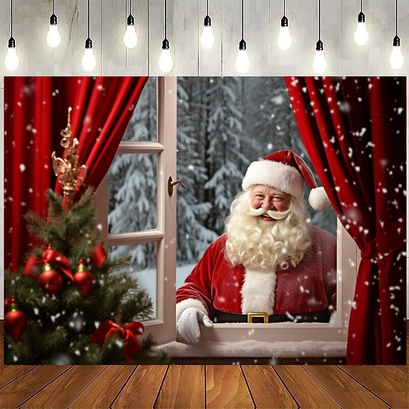 Christmas Decorations Santa Tree Hanging Tapestry Wall Art Xmas Large Tapestry Mural Decor Photograph Backdrop Blanket Curtain Home Bedroom Living Room Decoration3