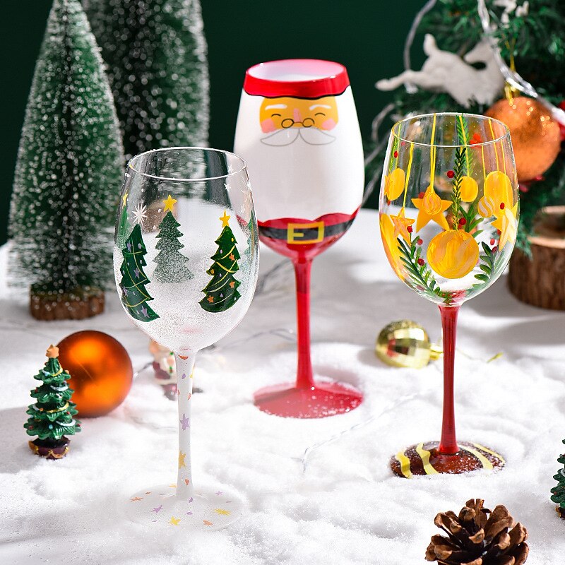 Christmas Deco Wine Glasses, Ideal for White Wine, Red Wine, or Cocktails, Novelty Gift for Birthdays, Weddings, Valentine's Day