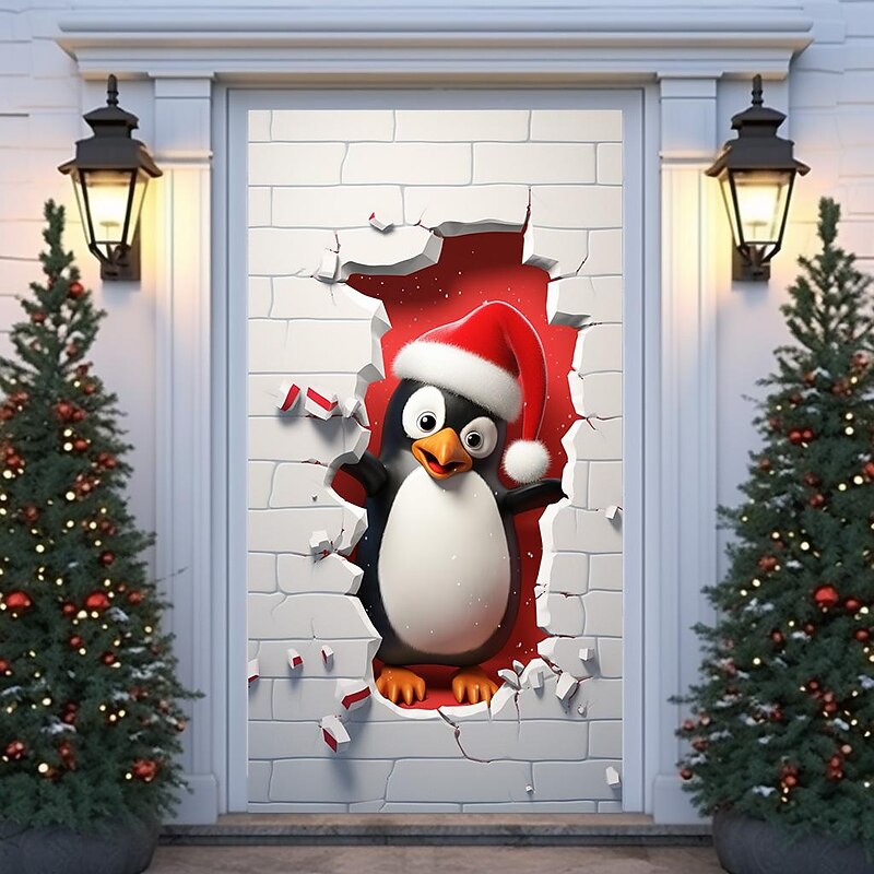 Christmas Door Decorations Pigeon Door Covers Door Tapestry Door Curtain Decoration Xmas Backdrop Door Banner for Front Door Holiday Party Decor Supplies