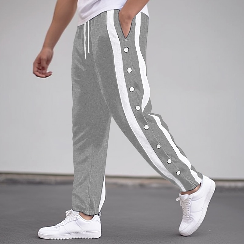 Men's Sweatpants Joggers Tear Away Pants Casual Pants Pocket Drawstring Elastic Waist Stripe Comfort Breathable Outdoor Daily Going out Fashion Casual Black Blue3
