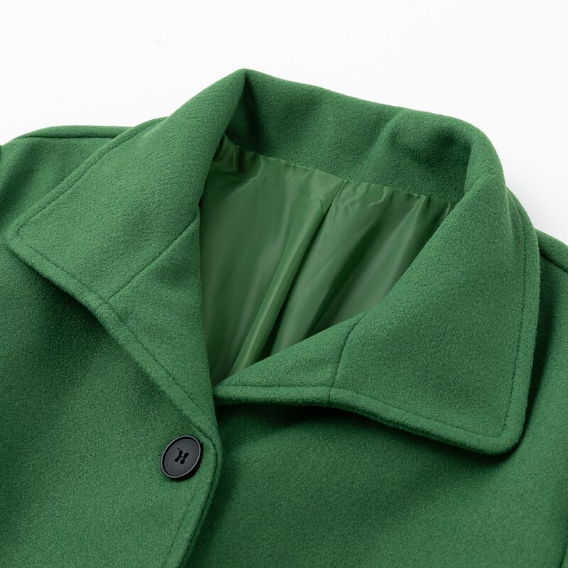 Women's Winter Coat Overcoat Long Coat Single Breasted Trench Coat with Pockets Fall Warm Minimalism Loose Fit Oversized Outerwear Long Sleeve Fall Winter Green3