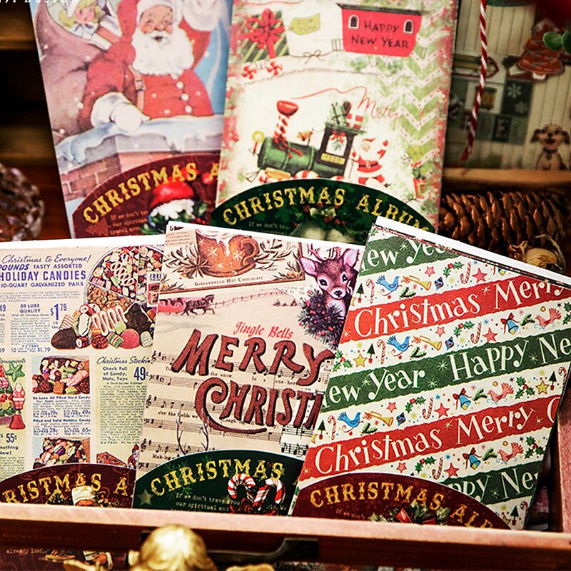 30pcs Christmas Wrapping Paper Roll 14*10cm, 15 Styles Lovely Eco-Friendly Recycled Wrapping Paper for Choice