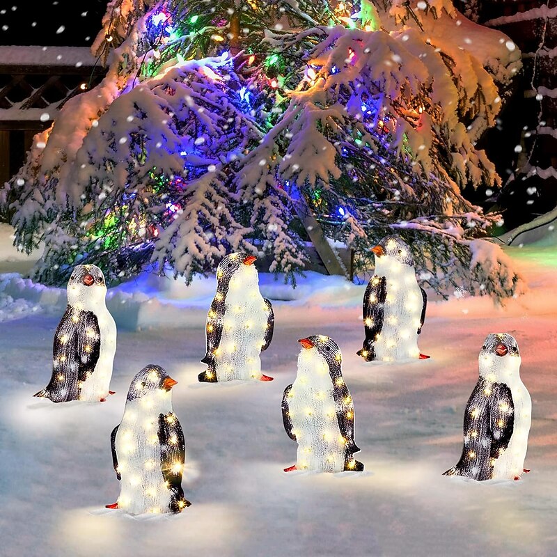 3pcs Christmas Garden Penguin Light Outdoor Decor Night Light 20LED Battery Powered Christmas Party Yard Pathway Winter Decoration2