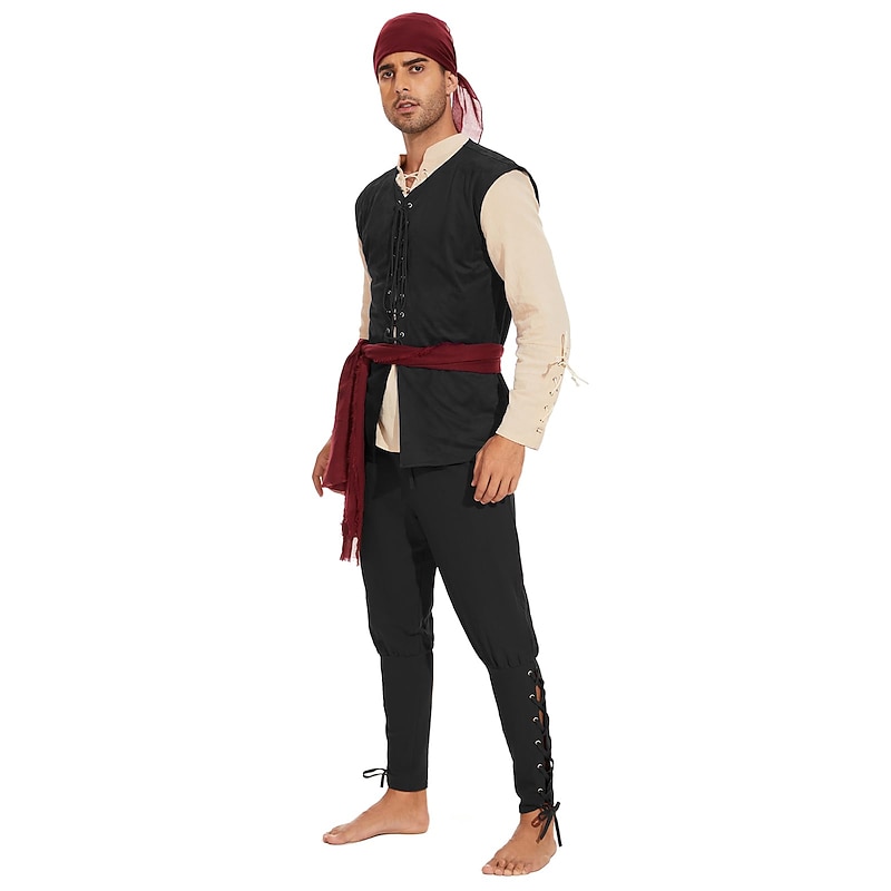 Retro Vintage Medieval Vest Pirate Viking Ranger Fancy Dress Men's Celtic Pirate Halloween Carnival Party LARP Adults' Vest All Seasons4
