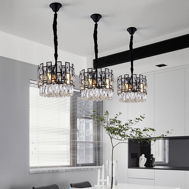 Modern Crystal Chandelier for Living Room Dining Room Black Light Round Lustre Led Chandeliers Kitchen Bedroom Indoor Lighting Modern LED Chandelier 110-240V2