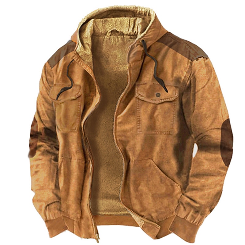 Men's Full Zip Hoodie Zip Up Hoodie Fleece Hoodie Thick Hoodies Blue Brown Green Khaki Gray Hooded Color Block Zip Up Sports & Outdoor Daily Holiday Polyester Vintage Streetwear Cool Fall Winter