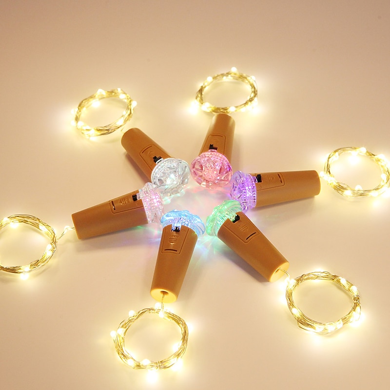 Colorful Diamond Bottle Stopper String Lights, Christmas LED Decorative Lights for Christmas Festive Atmosphere 1/4/8pcs2