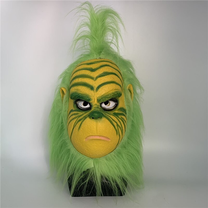 Christmas Thief Green Hair Monster Mask Green Plush Doll  Headgear Carnival Party Dressing Props Green Plush Doll  Mask4