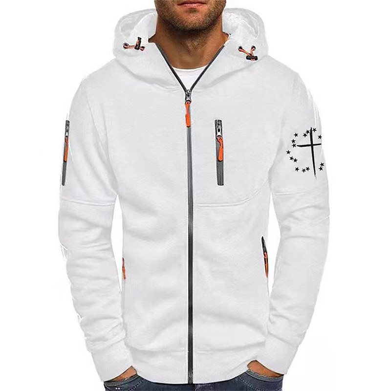 Men's Graphic Prints Stars Hoodies Long Sleeve Sweatshirts  Hooded Fashion Daily Vacation Going out Spring &  Fall Black White Navy Blue Clothing Apparel Designer S M L XL 2XL 3XL