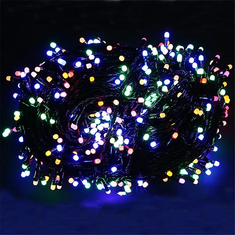 Elegant Wedding Reception Party Waterproof Black Wire LED Christmas String Lights 100m 8Mode 220v-240V Plug in Fairy Lamp Xmas Tree Holiday Wedding Party Decor2