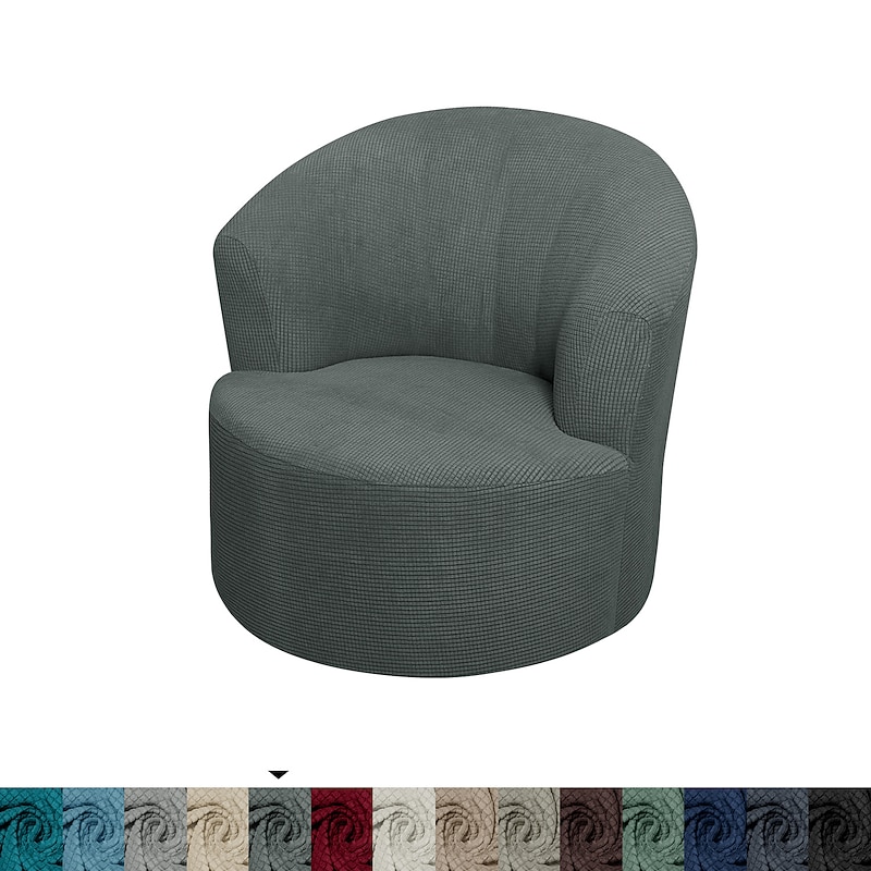 Stretch Swivel Chair Cover Burgundy Club Chair Casual Chair Slipcover Accent Modern Style Round Arm Chair Cover Furniture Protector Thicken Spandex Jacquard Slipcover Washable 16