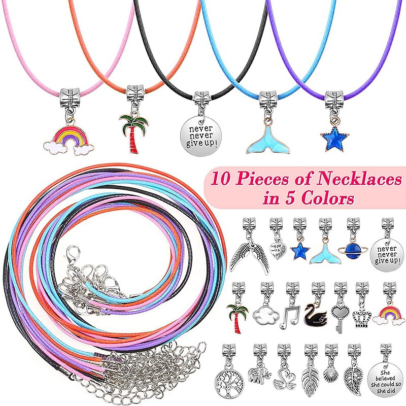 Childrens Festival Presents Cartoon Children's Crystal Bracelet Necklace Diy Handmade Beaded Female Gift Box 96 Piece Swan Set3