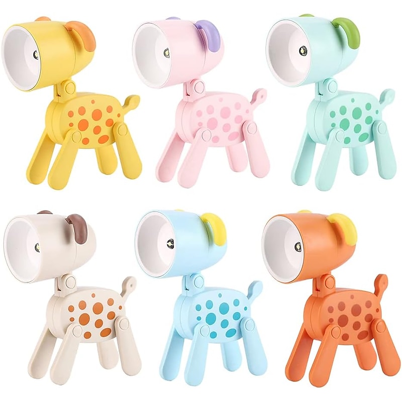 Mini Night Lights LED Cute Christmas Gift Creative Cartoon Dinosaurs Dog and Xmas Elk Foldable Small Table Lamp with Battery