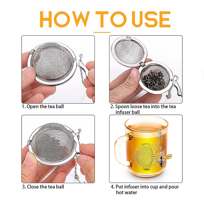 2pcs Tea Infuser Loose Tea Steeper Stainless Steel Fine Mesh Tea Ball Loose Leaf Tea Infusers Cute Pendant Tea Diffuser with Honey Bee & Spider Charms Tea strainer2
