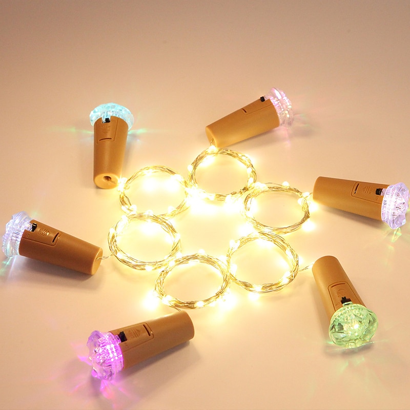Colorful Diamond Bottle Stopper String Lights, Christmas LED Decorative Lights for Christmas Festive Atmosphere 1/4/8pcs3