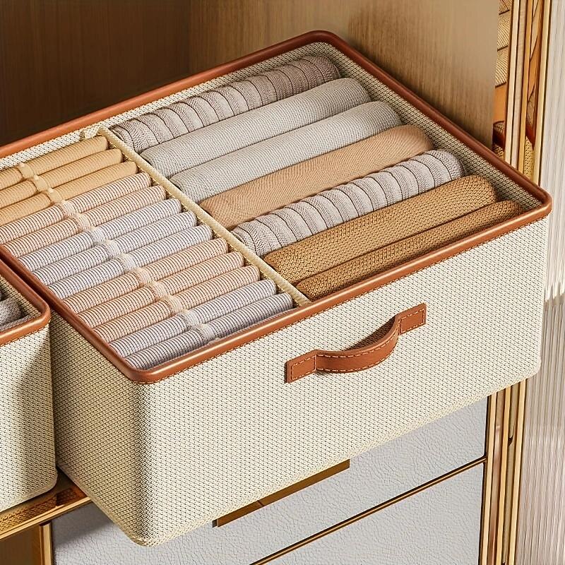 Wardrobe Clothes Storage Box, Fabric Foldable Storage Box, Storage Organizer Case, Large Capacity Clothes Pants Underwear Socks Sorting Storage Case, Household Storage Organizer3